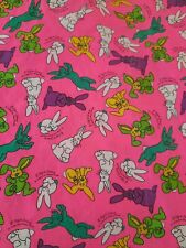1980's Era Vintage Catfish Calhoun Neon Pink Bunny Rabbit Fabric 45