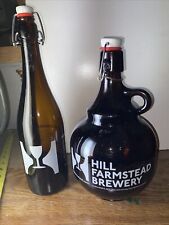 PAIR Hill Farmstead Brewery EMPTY Beer 2 Liter & 750 ML Glass Growlers Bottles picture
