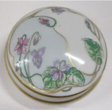 Vintage Limoges CASTEL Hand Painted Floral Round Trinket Box picture