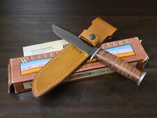 Vintage Western Coleman L71 Seabee U.S.A. 1985 Dated Knife w/ Leather Sheath picture