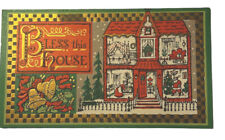VTG Bless this House Xmas Card Decorated Home Gold Ink Rare Quality Crest Rare picture