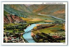 c1920 Glenwood Springs Aerial View River Lake Truss Bridge Colorado CO Postcard picture