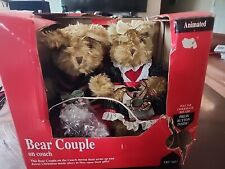 North Pole Production Animated Musical Bear Couple on Couch 1995 VTG Christmas picture