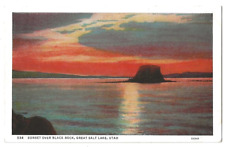 Great Salt Lake Utah c1920's Sunset over Black Rock picture