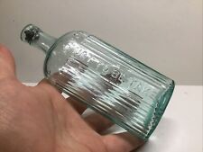 Oval Antique Aqua Poisonous Not To Be Taken Poison Bottle. 6 1/2 Inches. picture