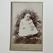 Antique Cabinet Card Photograph Adorable Baby Girl ID Ella Wiant McHenry IL picture