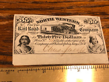 RARE 1856 North Western Railroad Bond Coupon Train Vignette 1857 pay date NICE picture
