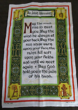 Never Used~Vtg IRISH BLESSING Souvenir Print Linen Kitchen Towel~May The Road... picture