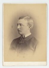 Antique Circa 1880s Cabinet Card Profile of Handsome Man With Mustache Albany NY picture