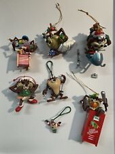 Taz Tasmanian Devil Christmas Ornaments Lot 7 Vtg 90s Holiday Decor Looney Tunes picture