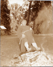Vintage Photo  Strange Image Monk Leaning Back - Walking on Fire? picture