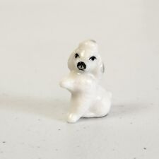 Vintage Bug House Miniature Bone China White Poodle Dog Figurine Glossy Finish picture