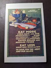 Mint France WWI Postcard US Food Administration Eat More Eat Less Save for Army picture