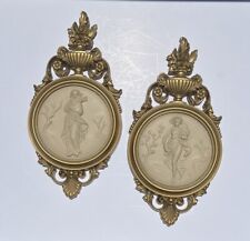 Syroco Cameo Gold Plastic Wall Plaques Set Greek Roman Goddess Preowned #4056 picture