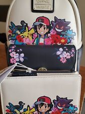 Loungefly Pikachu, Ash & Pokémon Floral Mini Backpack and Wallet Set NWT picture