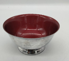 Reed & Barton Silver Plate BURGUNDY RED ENAMEL Revere Bowl 4.25 in 101 Vintage picture