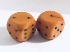 Vintage Butterscotch Bakelite Dice with Raised Brass Pips picture