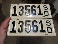 A++ 1st ISSUE 1913 SOUTH DAKOTA PAIR LICENSE PLATES PROFESSIONALLY REPAINTED picture