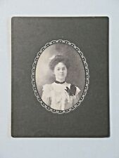 Antique Cabinet Photo Card Young Woman Geana Meyers B&W Oval 7758 picture