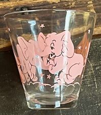 Vintage Hazel Atlas Dancing Pink Elephant Shot Glasses Barware Set 4 MCM 1950s picture