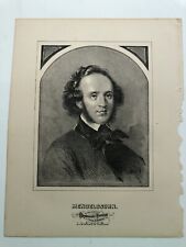 c.1875 Antique Original Print Portrait Of German Composer Felix Mendelssohn 5622 picture