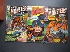 WHERE MONSTERS DWELL Lot of 3 Comics 4 9 10 Marvel Low-Mid-Grade 1970-1971 picture