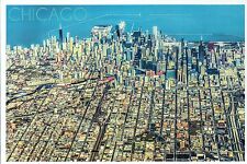 Aerial View of Chicago Illinois, Downtown Skyline, Lake Michigan etc. - Postcard picture