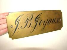 Antique Brass Sign French J. B. JOYAUX, 1880 Superintendant SANTA CRUZ ISLAND CO picture