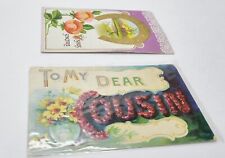 2 Antique Embossed Greetings Postcards - Horseshoe Cousin picture