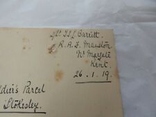 ? BARRITT RFC  RAF  1919 MANSTON    WW1 LETTER to Stokesley  picture