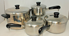 Revere Ware 1801 18/10 Stainless Steel Bottom Vintage Cookware Pots & Pans 8 Pc picture