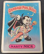 1985 Garbage Pail Kids 1st Series 1 Nasty Nick 1a Matte Back Card 1 Star Worn picture