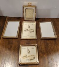 Vintage Mid-Century Modern Gold Metal Mixed Picture Photo Frame Lot of 5  picture