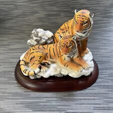 1996 Home Interiors & Gifts Siberian Tigers Endangered Species w/ Wood Pedestal picture