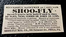 ORIGINAL 1899 Shoo-Fly Cow Farm Advertising - Philadelphia picture