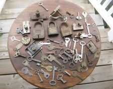 Large Lot of Keys Locks Cabinet Mortises Skeleton Flat  Vintage Antique picture