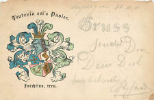 Postcard Teutonia Sei's Panier Gruss Furchtlos Treu German Crest Coat of Arms picture