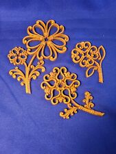 Vtg Dart Industries Hanging Wall Plaques Set of 3 Brown Wicker Look Flower 1978 picture