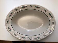 Longaberger Pottery Large Serving Bowl Holly Berry 11 x 8.5 x 2.5 picture