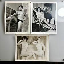 Vtg 50’s Brunnett Busty PIN UP Risque Nude Original B&W Girlie Photo Lot X3 #220 picture