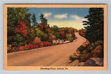Athens PA-Pennsylvania, General Greetings, Road, Vintage c1948 Postcard picture