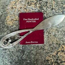 AMOS PEWTER Knife Hand Made Beautiful Vintage Butter Cheese Knife Spreader w/Tag picture