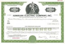 Hawaiian Electric Co., Inc. - $1,000 Green Specimen Bond - Very Rare State - Spe picture