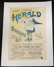 1898 poster for New York Herald newspaper original print linen backed picture