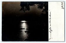 c1910's Moonlight On The Hudson River Boat View New York NY RPPC Photo Postcard picture