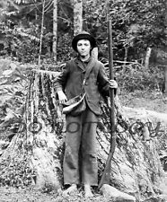 ANTIQUE 8X10 REPRO PHOTO PRINT YOUNG MAN SOUTHERN MOUNTAIN MUZZLELOADING RIFLE picture