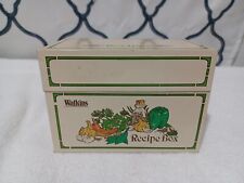 vtg Watkins Recipe Box Vtg 1981 Green Orange Vegetables Spices 80’s White 3”x5” picture