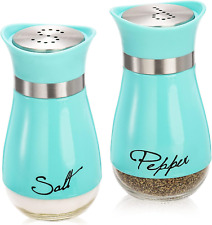 4 Ounces Blue Salt and Pepper Shakers Set Stainless Steel & Glass Spice Dispense picture