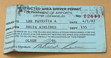 VINTAGE EXPIRED LAX LOS ANGELES AIRPORT RESTRICTED AREA DRIVERS PERMIT RARE picture