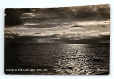 RPPC Sunset On Shawano Lake Cecil Wisconsin WI Vintage Postcard picture
